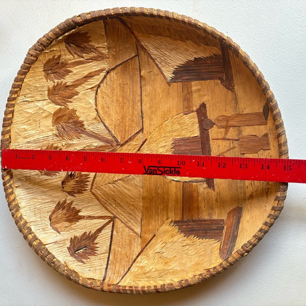 Vintage African Hand Woven Tray Bowl Wall Art Authentic Banana Leaf 15” Folk Art - Picture 6 of 12